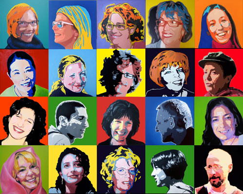 Family and friends Warhol style - oil on canvas, composition